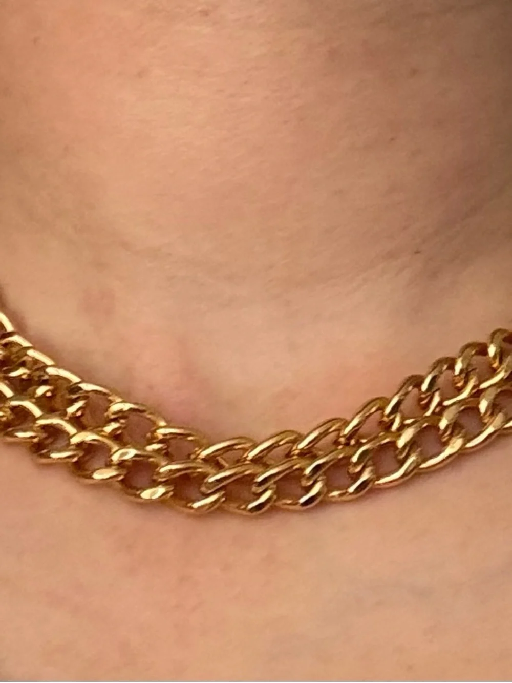Authentic Vintage 1995 Chanel 95A CC Turnlock Double Curb Chain Choker Necklace